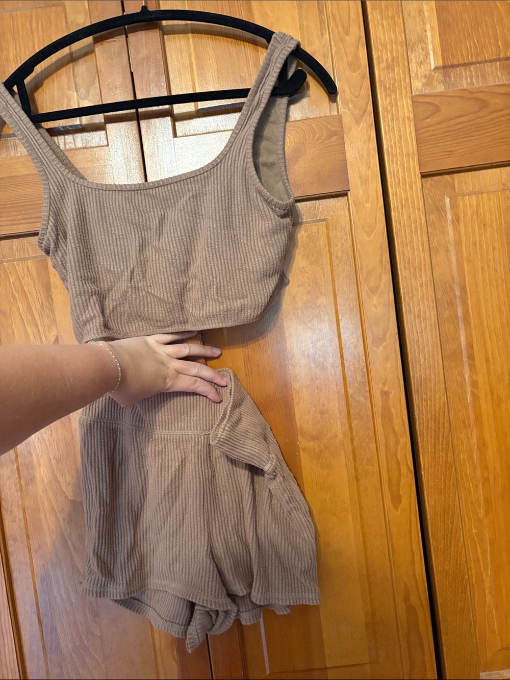 Abercrombie & Fitch Ribbed Crop Tank Set - Taupe Brown size medium